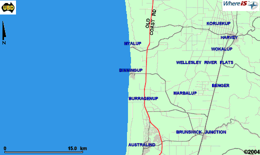Map of Binningup and surrounds